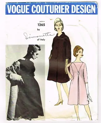 Vogue Couturier Pattern 1265 Simonetta Dress Coat Size 8 1960's Vintage • $76.49