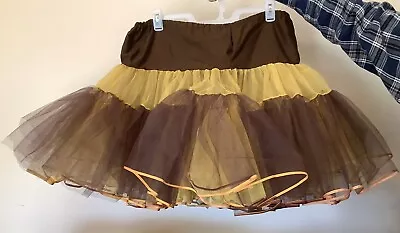 VTG Square Dance Petticoat Chocolate Brown Yellow Ultra Full Malco Mode Medium • $21