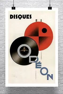 Disques Odeon 1929 Vintage Art Deco Record Poster Paper Giclee Print 24x36 In. • $55.03