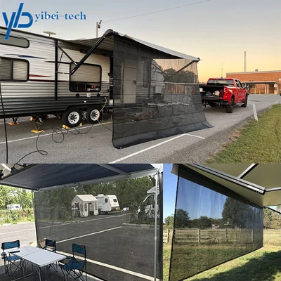 $55.89 • Buy 11''-21'' RV Awning Sun Shade Black Mesh Screen Sunshade Kit For Camping Trailer