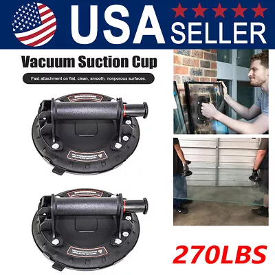 2 PCS 8'' Vacuum Suction Cup Glass Lifter 270lbs Glass Lifting W/ ABS Handle NEW • $44.23