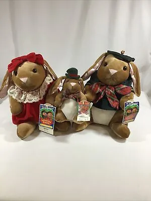 Vintage 1985 Velveteen Rabbits Plush Toysrus Exclusive Christmas. Set Of 3. NWT • $40