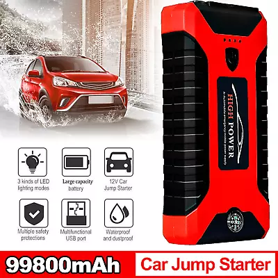 Car Jump Starter Booster 99800mAh Jumper Box Power Bank Battery Charger Portable • $42.59