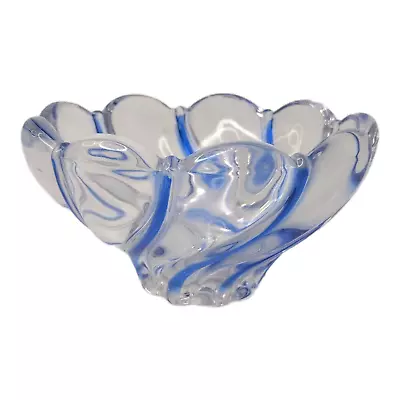 Mikasa Cobalt Blue Swirl Peppermint Glass Bowl Candle Holder 5.5  • $12.99