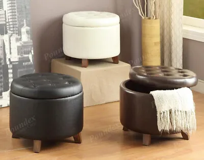 $124.96 • Buy Poundex 1 X Removable Cover Circular Shaped Ottoman With Storage, Brown，Carmine