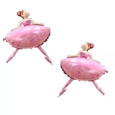 2PCS Pink Ballet Dancing Girl Foil Balloon Aluminum Foil Mylar Helium Party Ball • $11.30