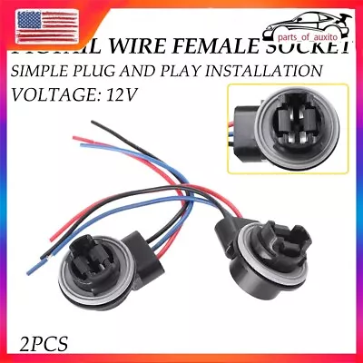 2x 4157 4157NA 3157 Socket Bulb Turn Signal Light Harness Wire Plug Connectors • $9.97