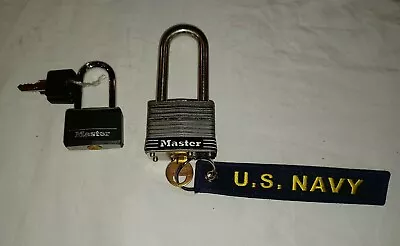 Set Of 2 Master Locks 40mm & No 5. With Navy Lanyard • $12