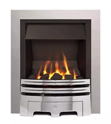 GAS FIRE SILVER COAL CLASS 1 FULL DEPTH GAS FIRE HIGH 4kw HEAT 3 YEARS WARRANTY • £374.70