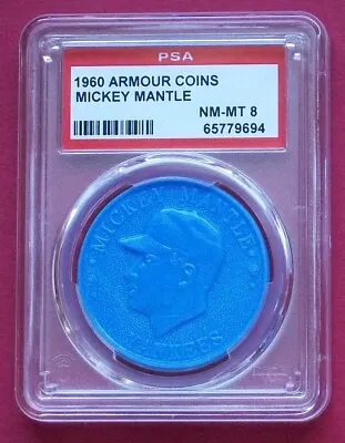 $38.98 • Buy 1960 Armour Coins MICKEY MANTLE ROYAL BLUE Baseball Coin PSA 8 NEAR MINT MINT