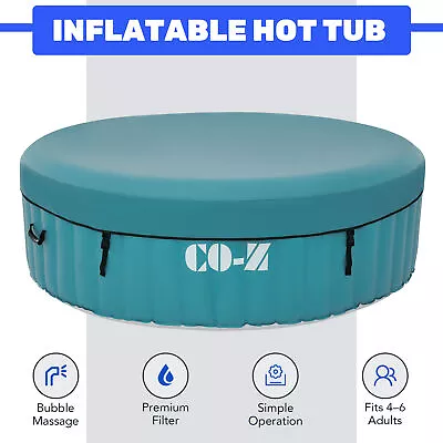 Inflatable Hot Tub With 130 Jets 2-6 Person Spa Pool For Home Sauna Baths Teal • $375.82