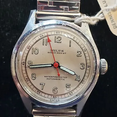 Vintage Milus Military Mechanical Wristwatch 17j Runs And On Time • $175