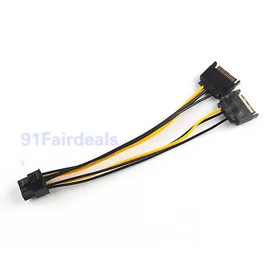 Dual SATA To PCI-E Power Cable 15Pin SATA To 8 Pin(6+2) Video Card Power Wire US • $5.50