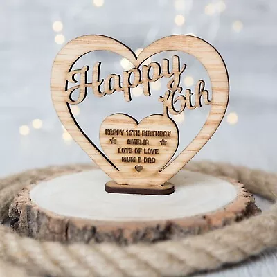 Personalised Birthday Gift Wooden Engraved Freestanding Heart For 16th 21st 40th • £3.99