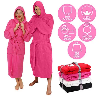 £18.99 • Buy Pink Hooded Bathrobe 100% Cotton Heavy Towelling Unisex Hospital Gown S - Xxxxl