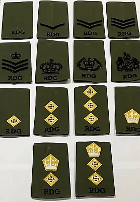 RDG Rank Slides Olive Green Royal Dragoon Guards Army MTP All Ranks Officers • £4