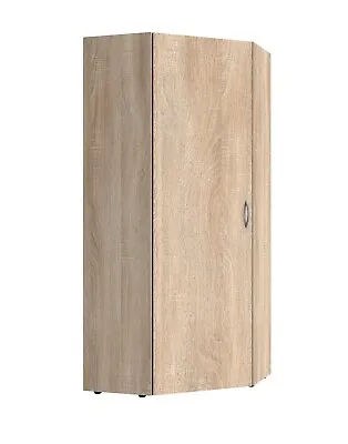 Qmax Easyroom 1 Door Shelved Corner Cupboard / Wardrobe White Or Oak • £179