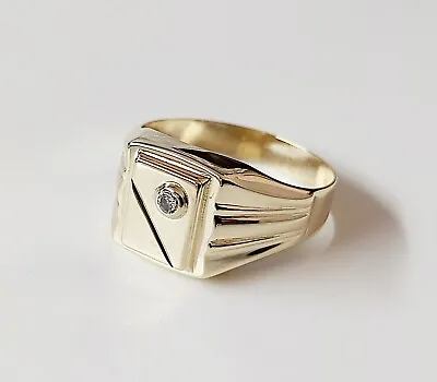 Nice Vintage 14K Yellow Gold & Cubic Zirconia Men's & Unisex Ring • $599