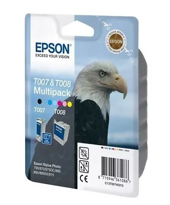 £38.54 • Buy Original Epson Ink Cartridge T007 T008 For Stylus Photo 1270 1280 1290 780 785