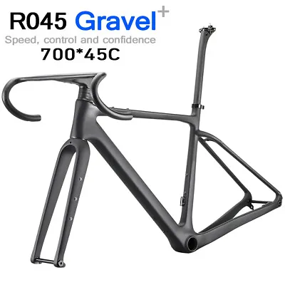 AIRWOLF T1100 Gravel Carbon Fiber Bike Frame Road Bicycle Disc Brake 700*45c • $140.55