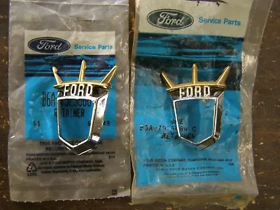 NOS OEM Ford 1955 1956 Thunderbird + Fairlane Fender Emblem Ornaments Retainers • $203.39