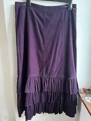 Laura Ashley Skirt In Fine Needlecord Plum Colour Mid Calf Size 12 • £22