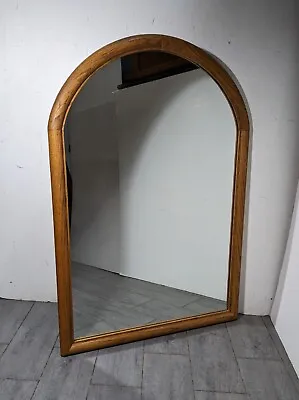 Vintage Mid Century Modern Solid Oak Wood Arched Wall Mirror Danish Style • $360