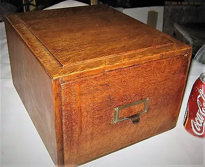 Antique Usa Mission Oak Wood Food Kitchen Recipe File Cabinet Spice Draw Art Box • $295