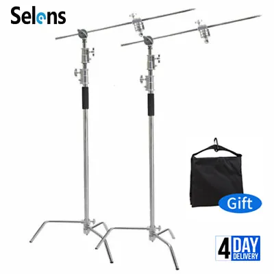  2Pack 3.3m Heavy Duty C Stand Light Stand Boom Arm Grip Heads Stainless Steel • $289.99