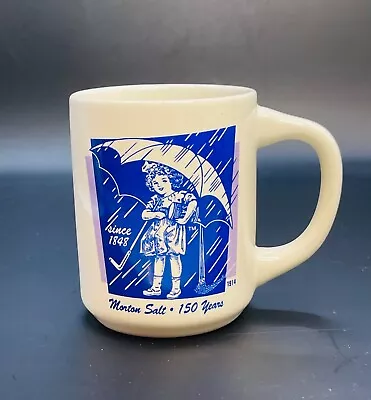 Vintage 1914 Design Morton Salt Coffee Mug Cup Blue & White “Since 1848” • $8.95