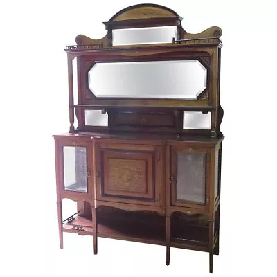 Rare Rosewood Edwardian Style Inlaid Sideboard Etagere Buffet Server C1910 • $1732.50