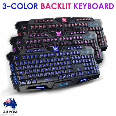 USB Wired Mechanical PC Gaming Multimedia Keyboard Illuminated LED Backlight AU  • $24.99