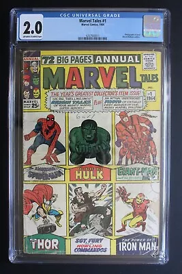 MARVEL TALES #1 Spider-Man Thor Hulk Ant Iron Man 1964  CGC 2.0 • $115