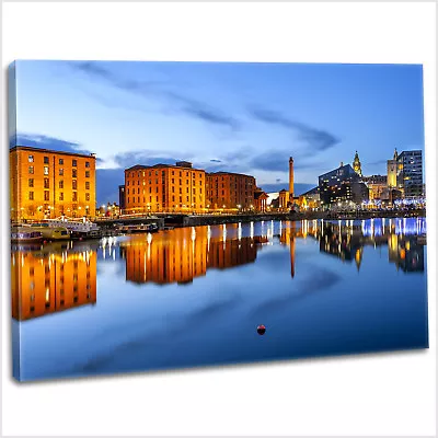 £16.99 • Buy Liverpool Skyline Albert Dock Mersey Reflections Framed Canvas Wall Art Print