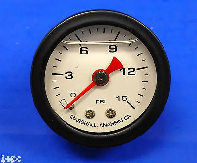 Marshall Gauge 0-15 PSI Fuel Oil Gas Pressure White Black Casing 1.5  Liquid • $24.73