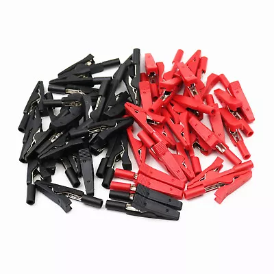 50Pcs Red And Black Insulated Mini Test Alligator Clip With 2mm Banana Jack • $27.99