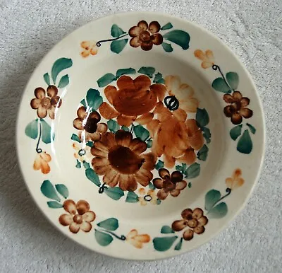 £8 • Buy WLOCLAWEK Ceramic Hand Painted Polish Pottery Bowl Wall Decoration Floral Brown