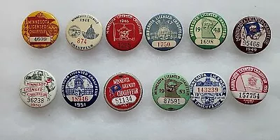 Run Of 12 Vintage Minnesota Chauffeur License Driver Badge Pinbacks 1944-1955 • $65