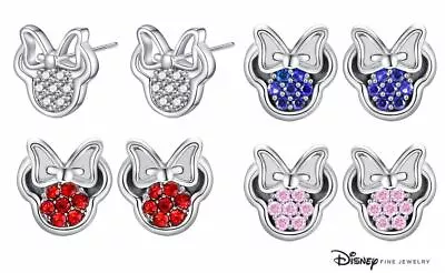 Girls Disney Jewelry Minnie Mouse Bow Ears Silver Cubic Zirconia Stud Earrings • $8.99