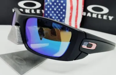 Custom OAKLEY Black FUEL CELL  USA  +(aftermarket) Blue POLARIZED Sunglasses NEW • $89.99