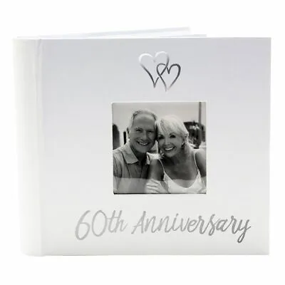 Lovely Diamond 60th Wedding Anniversary Photo Album With Double Heart Decorat... • £17.50