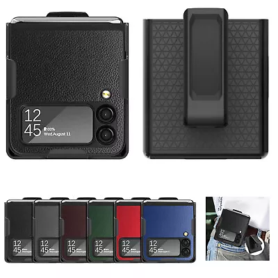 For Samsung Galaxy Z Flip4 Z Flip3 Shockproof Armor Belt Clip Holster Case Cover • $9.49