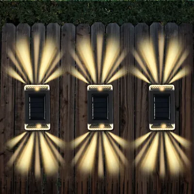£5.63 • Buy 2x Super Bright Solar Powered Door Fence Wall Lights Led Outdoor Garden Lamp