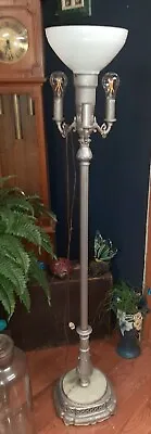 Vintage Silver Torchiere Floor Lamp 55  Tall 3 Arm 4 Light MCM • $150.99