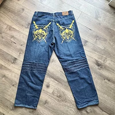 Old Skool Mens Jeans 40x34 Baggy Embroidered Hip Hop Skater Y2K Retro Vintage • $75