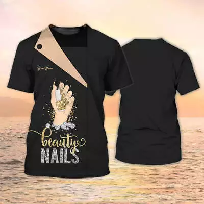 Nail Salon Uniform Shirt Nail Technician Personalized Name 3D Shirt Beauty Nail • $16.99