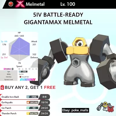 GIGANTAMAX MELMETAL LEGENDARY/MYTHICAL 5IV BATTLE-READY Pokemon Sword And Shield • $1.99