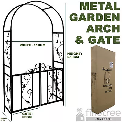 Metal Garden Arch Arbours Wedding Archway Plant Trellis Rose Arches With Gate • £49.95