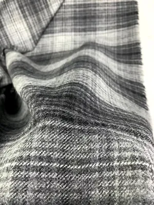 2 Metres Grey Hues Check Plaid 100% Wool Tweed Fabric. • £0.99