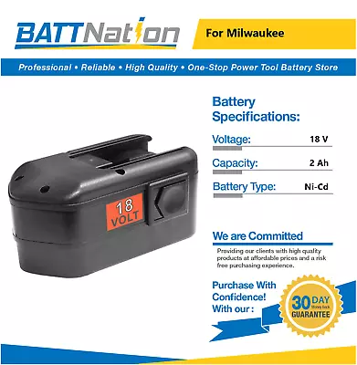 18V 2Ah NiCd Battery For Milwaukee 48-11-2230 48-11-2200 48-11-2232 • $34.65